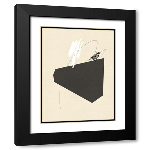 Steel Sequin with Bird III Black Modern Wood Framed Art Print with Double Matting by Green, Jacob