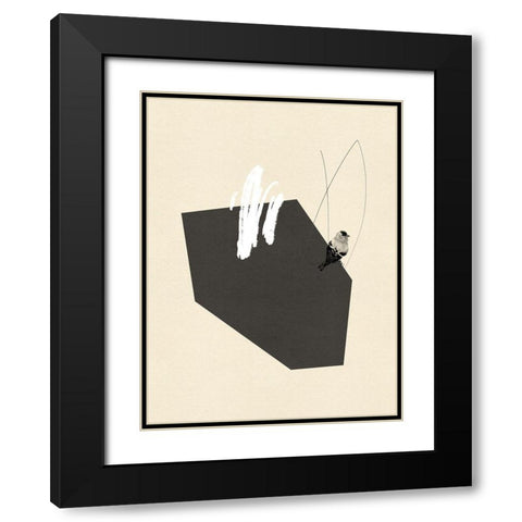 Steel Sequin with Bird IV Black Modern Wood Framed Art Print with Double Matting by Green, Jacob