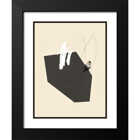 Steel Sequin with Bird IV Black Modern Wood Framed Art Print with Double Matting by Green, Jacob