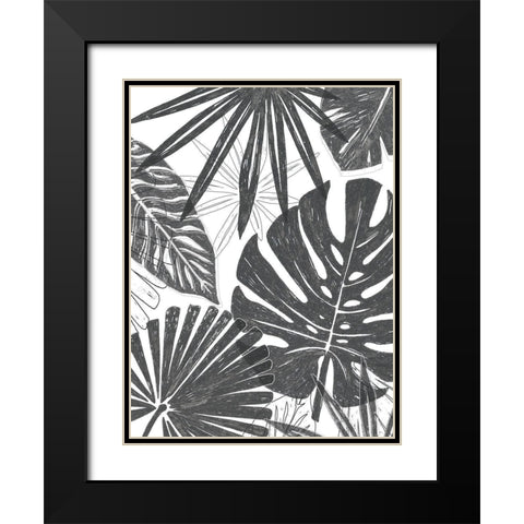 Palm Shadows II Black Modern Wood Framed Art Print with Double Matting by Vess, June Erica