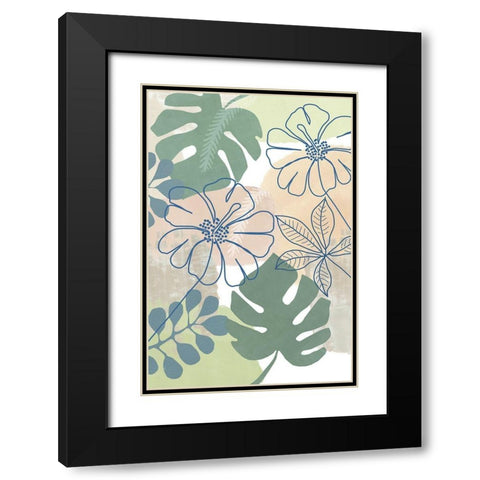 Tropical Flower Power I Black Modern Wood Framed Art Print with Double Matting by Kouta, Flora