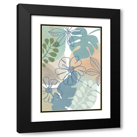 Tropical Flower Power II Black Modern Wood Framed Art Print with Double Matting by Kouta, Flora