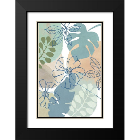 Tropical Flower Power II Black Modern Wood Framed Art Print with Double Matting by Kouta, Flora
