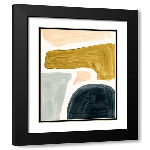 Brushy Shapes II Black Modern Wood Framed Art Print with Double Matting by Barnes, Victoria