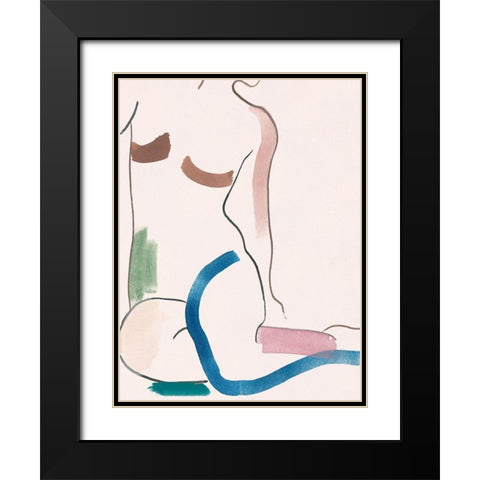 Seated Female Figure V Black Modern Wood Framed Art Print with Double Matting by Wang, Melissa