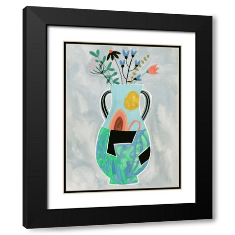 Collage Vase I Black Modern Wood Framed Art Print with Double Matting by Wang, Melissa