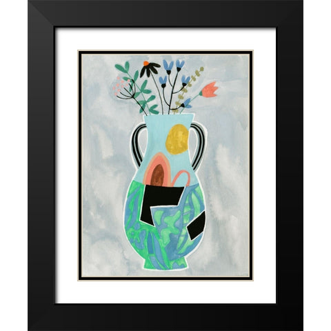 Collage Vase I Black Modern Wood Framed Art Print with Double Matting by Wang, Melissa