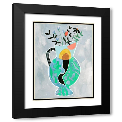 Collage Vase II Black Modern Wood Framed Art Print with Double Matting by Wang, Melissa