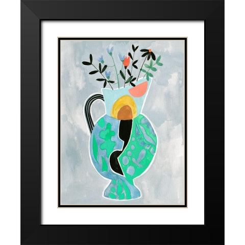 Collage Vase II Black Modern Wood Framed Art Print with Double Matting by Wang, Melissa