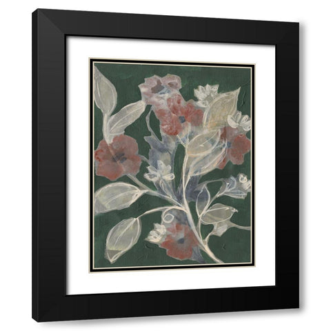 Blooms on Hunter Green II Black Modern Wood Framed Art Print with Double Matting by Goldberger, Jennifer