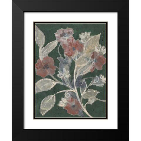 Blooms on Hunter Green II Black Modern Wood Framed Art Print with Double Matting by Goldberger, Jennifer