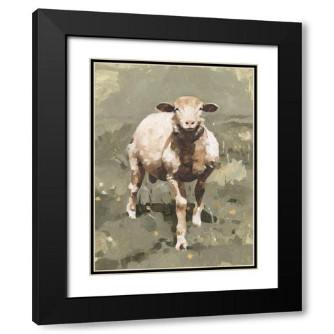 Spring Sheep II Black Modern Wood Framed Art Print with Double Matting by Caroline, Emma