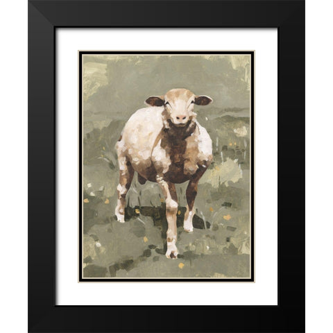Spring Sheep II Black Modern Wood Framed Art Print with Double Matting by Caroline, Emma