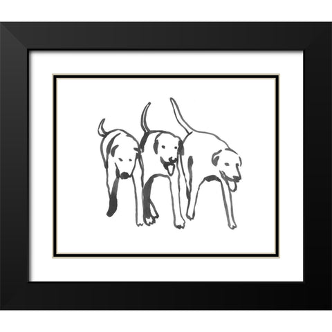 Dogs on a Jog I Black Modern Wood Framed Art Print with Double Matting by Caroline, Emma