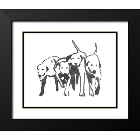 Dogs on a Jog II Black Modern Wood Framed Art Print with Double Matting by Caroline, Emma