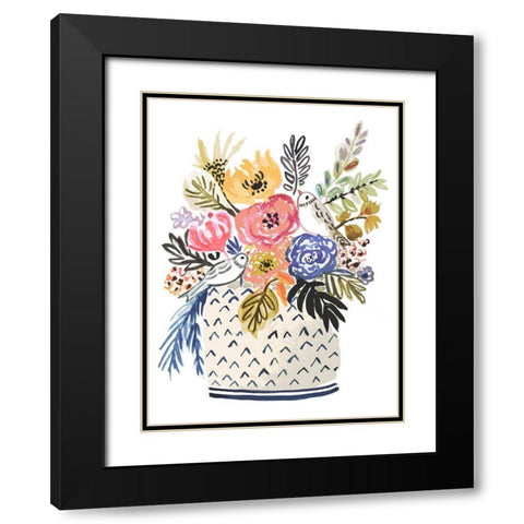 Painted Vase of Flowers II Black Modern Wood Framed Art Print with Double Matting by Fields, Karen