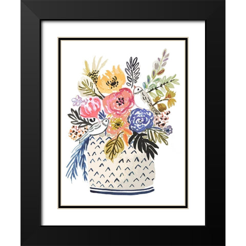 Painted Vase of Flowers II Black Modern Wood Framed Art Print with Double Matting by Fields, Karen