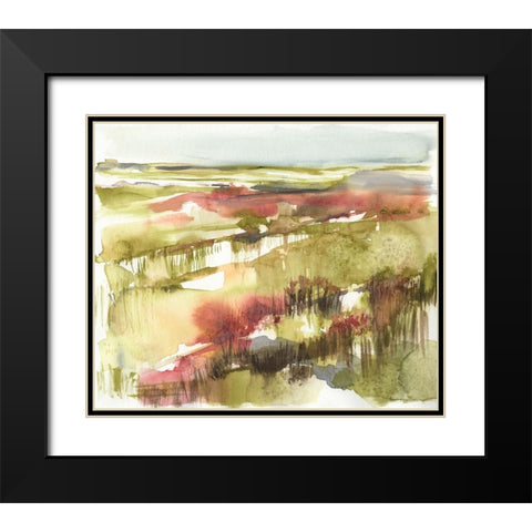 Burgundy Flower Horizon I Black Modern Wood Framed Art Print with Double Matting by Goldberger, Jennifer