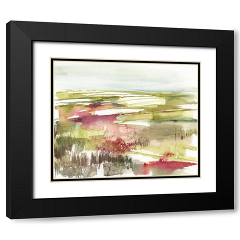 Burgundy Flower Horizon II Black Modern Wood Framed Art Print with Double Matting by Goldberger, Jennifer