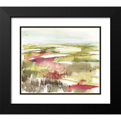 Burgundy Flower Horizon II Black Modern Wood Framed Art Print with Double Matting by Goldberger, Jennifer