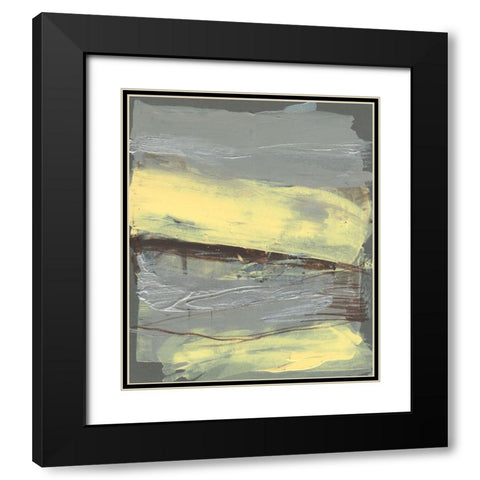 Lemon and Silver Swipe II Black Modern Wood Framed Art Print with Double Matting by Goldberger, Jennifer