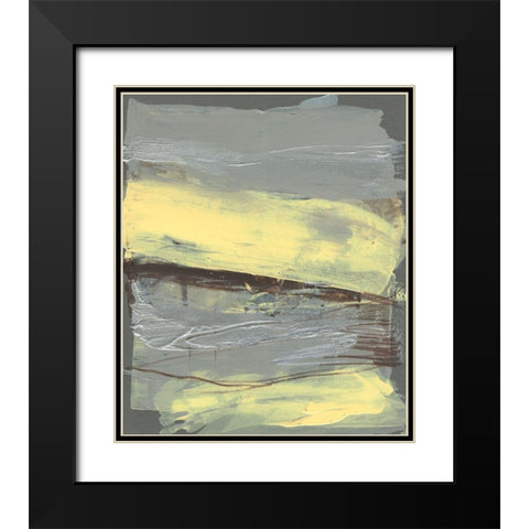 Lemon and Silver Swipe II Black Modern Wood Framed Art Print with Double Matting by Goldberger, Jennifer