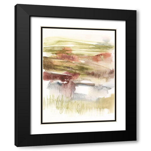 Abstract Flower Horizon I Black Modern Wood Framed Art Print with Double Matting by Goldberger, Jennifer