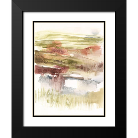 Abstract Flower Horizon I Black Modern Wood Framed Art Print with Double Matting by Goldberger, Jennifer