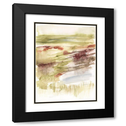 Abstract Flower Horizon II Black Modern Wood Framed Art Print with Double Matting by Goldberger, Jennifer