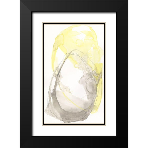 Lemon and Grey Tandem I Black Modern Wood Framed Art Print with Double Matting by Goldberger, Jennifer