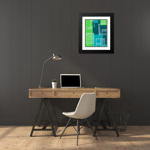 On the Line III Black Modern Wood Framed Art Print with Double Matting by Moore, Regina