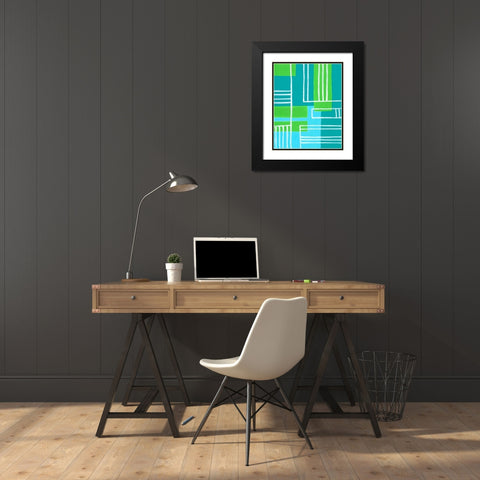 On the Line V Black Modern Wood Framed Art Print with Double Matting by Moore, Regina