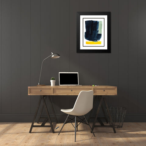 Navy Blue Field II Black Modern Wood Framed Art Print with Double Matting by Barnes, Victoria