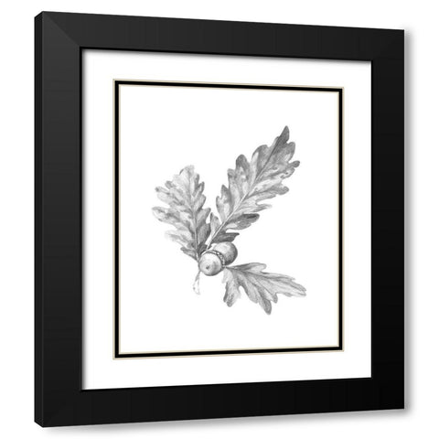 Oak Leaf Pencil Sketch I Black Modern Wood Framed Art Print with Double Matting by Caroline, Emma