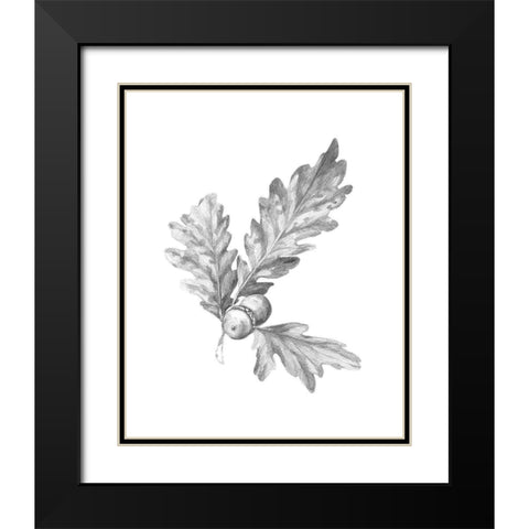 Oak Leaf Pencil Sketch I Black Modern Wood Framed Art Print with Double Matting by Caroline, Emma
