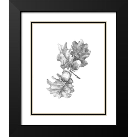 Oak Leaf Pencil Sketch II Black Modern Wood Framed Art Print with Double Matting by Caroline, Emma