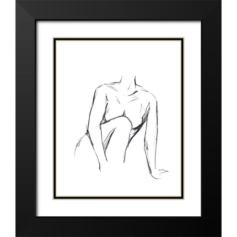 Sketched Figure II Black Modern Wood Framed Art Print with Double Matting by Warren, Annie
