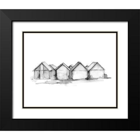 Fishing Huts II Black Modern Wood Framed Art Print with Double Matting by Caroline, Emma