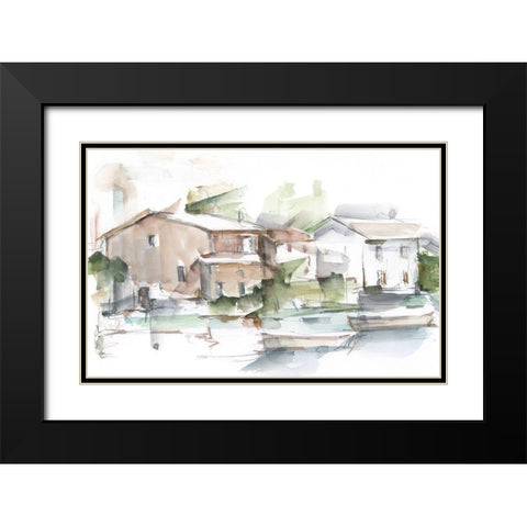Serene Lakefront I Black Modern Wood Framed Art Print with Double Matting by Harper, Ethan