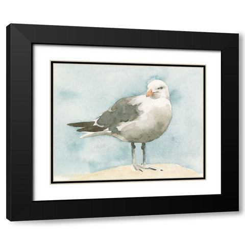 Simple Seagull I Black Modern Wood Framed Art Print with Double Matting by Caroline, Emma