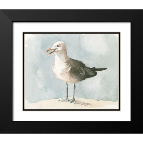 Simple Seagull II Black Modern Wood Framed Art Print with Double Matting by Caroline, Emma