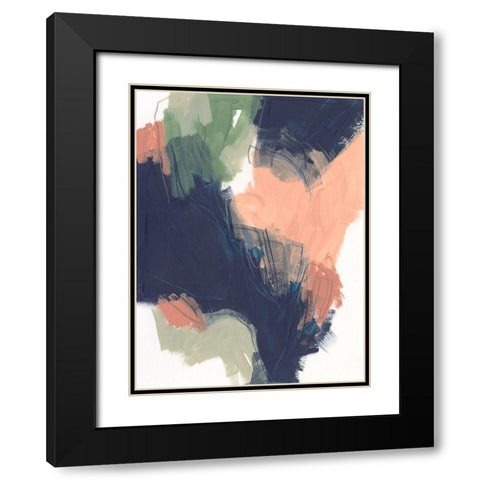 Indigo and Sienna Crescendo I Black Modern Wood Framed Art Print with Double Matting by Vess, June Erica