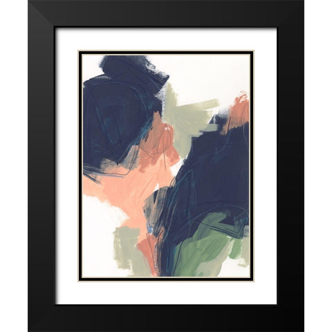 Indigo and Sienna Crescendo II Black Modern Wood Framed Art Print with Double Matting by Vess, June Erica