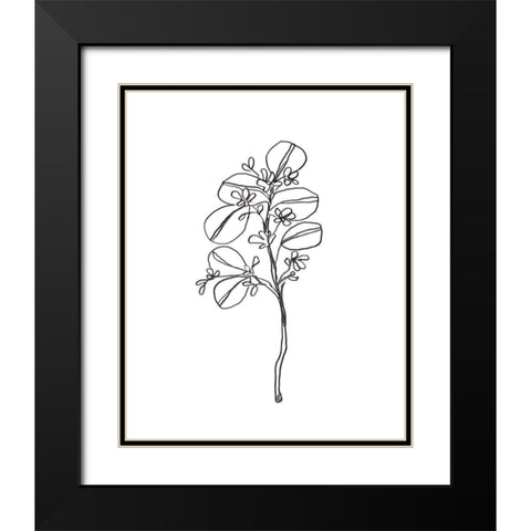 Leaf Sprig II Black Modern Wood Framed Art Print with Double Matting by Vess, June Erica