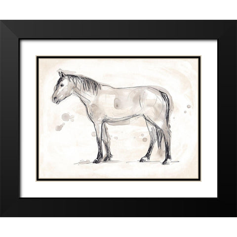 Vintage Equine Sketch I Black Modern Wood Framed Art Print with Double Matting by Vess, June Erica