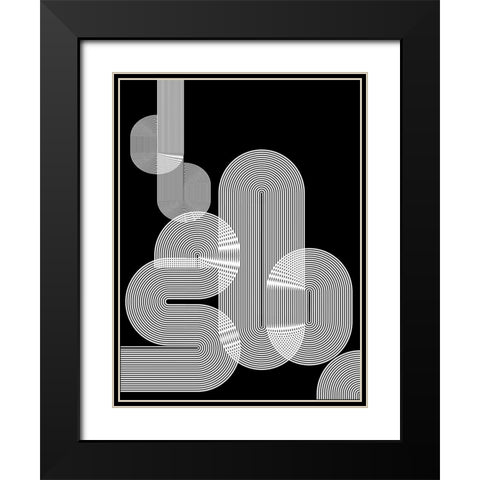 Graphic Black Shapes I Black Modern Wood Framed Art Print with Double Matting by Jasper, Sisa