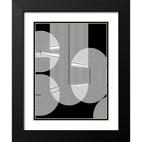 Graphic Black Shapes II Black Modern Wood Framed Art Print with Double Matting by Jasper, Sisa