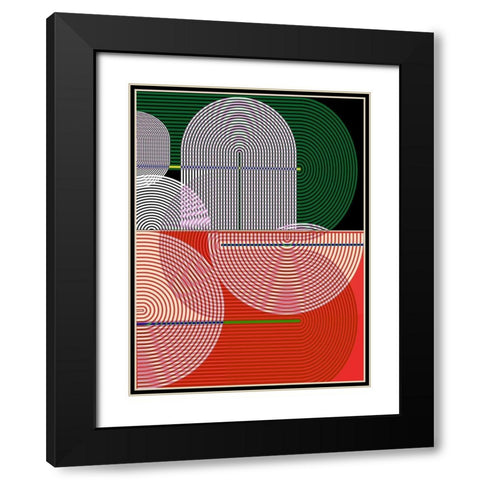 Graphic Colorful Shapes I Black Modern Wood Framed Art Print with Double Matting by Jasper, Sisa