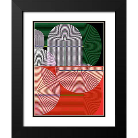 Graphic Colorful Shapes I Black Modern Wood Framed Art Print with Double Matting by Jasper, Sisa