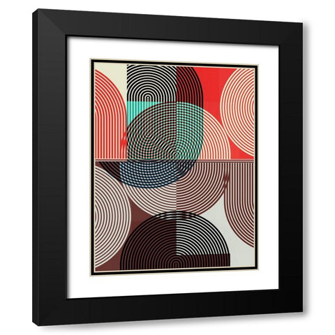 Graphic Colorful Shapes II Black Modern Wood Framed Art Print with Double Matting by Jasper, Sisa